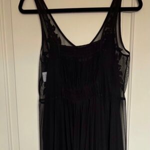 NWT Abercrombie & Fitch Lace Embroidered Maxi Dress Slip Black S
